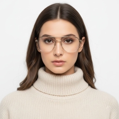 Aviator Brown Metal Glasses #BS2425-0268