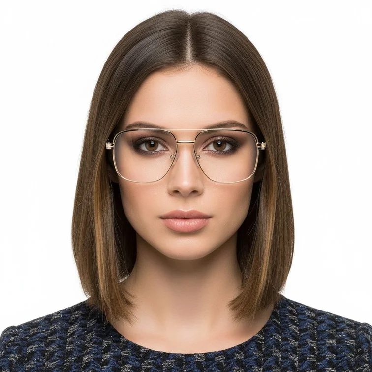 Aviator Golden Metal Glasses #BS2425-0272