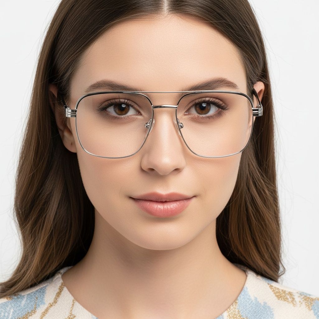 Pilotenbrille aus silbernem Metall #BS2425-0274