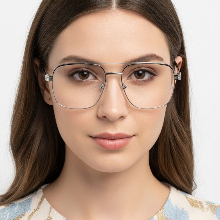 Aviator Silver Metal Glasses #BS2425-0274