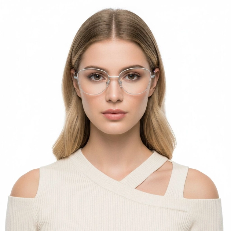 Gafas de metal blanco con forma de mariposa #BS2425-0279