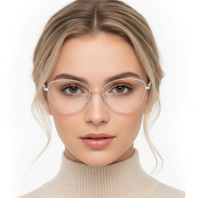 Gafas de metal blanco con forma de mariposa #BS2425-0285