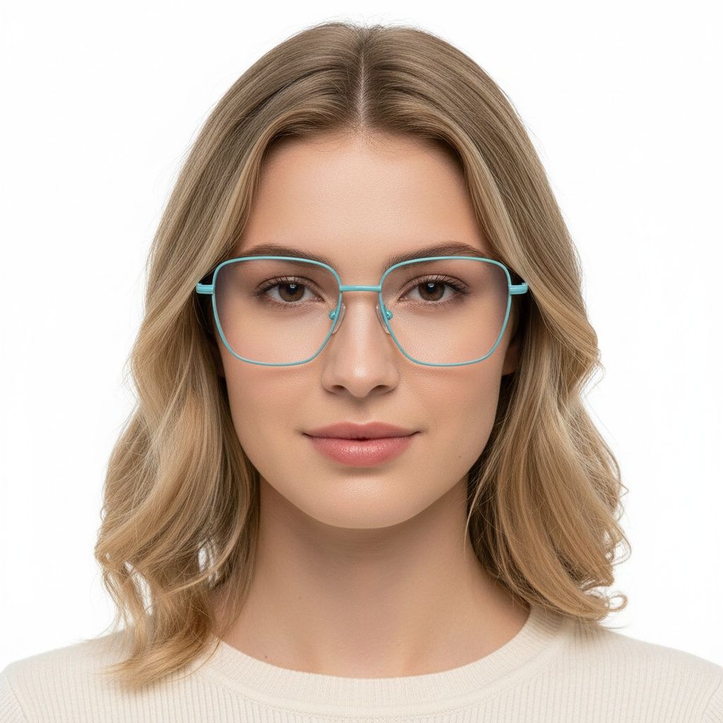 Rectangular Blue Metal Glasses #BS2425-0303