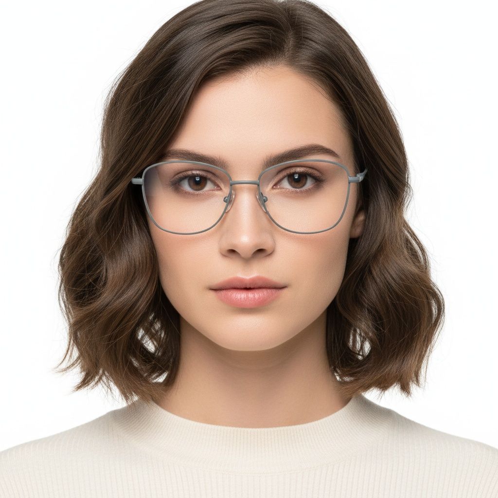 Rectangular Grey Metal Glasses #BS2425-0313