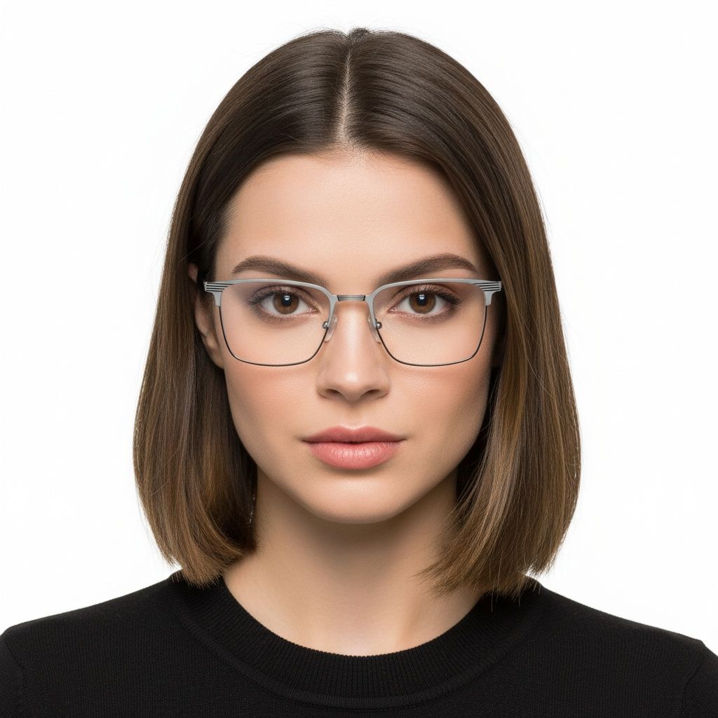 Rectangular Silver Metal Glasses #BS2425-0326