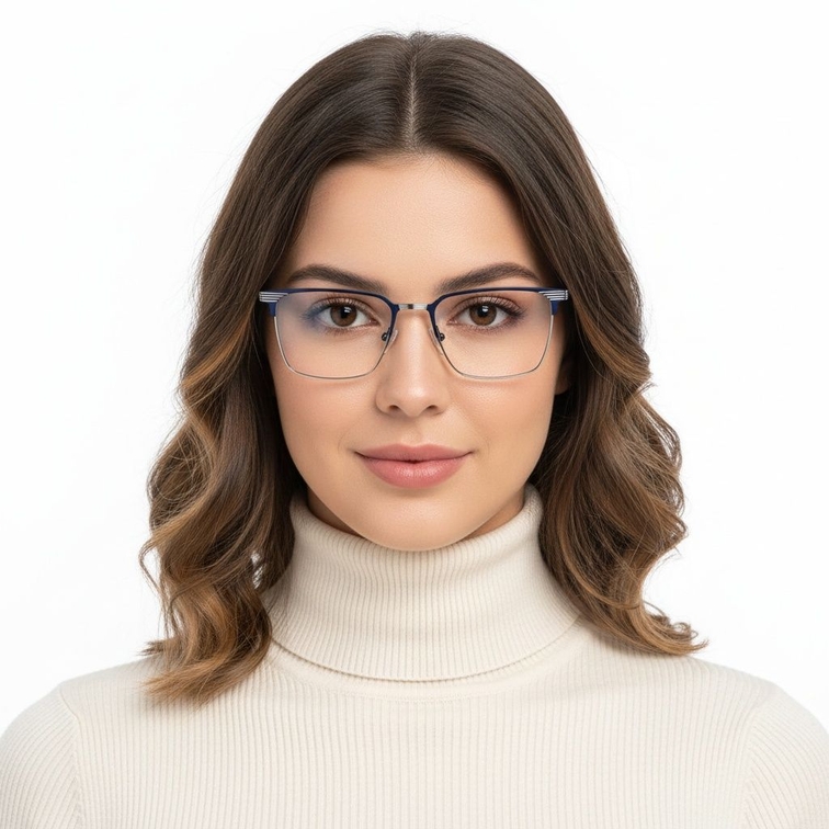 Gafas rectangulares de metal negro #BS2425-0328