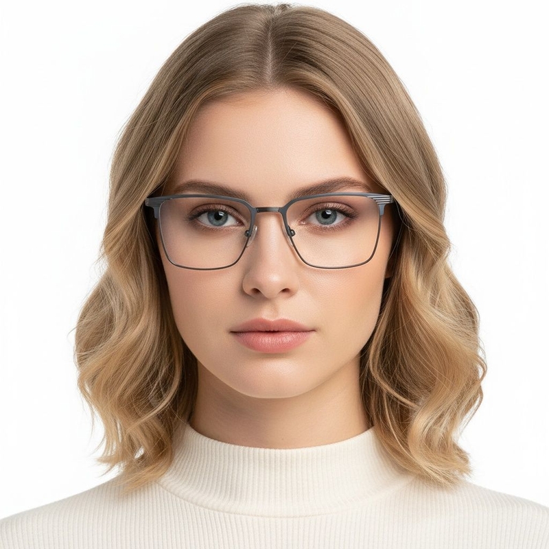 Rectangular Grey Metal Glasses #BS2425-0329
