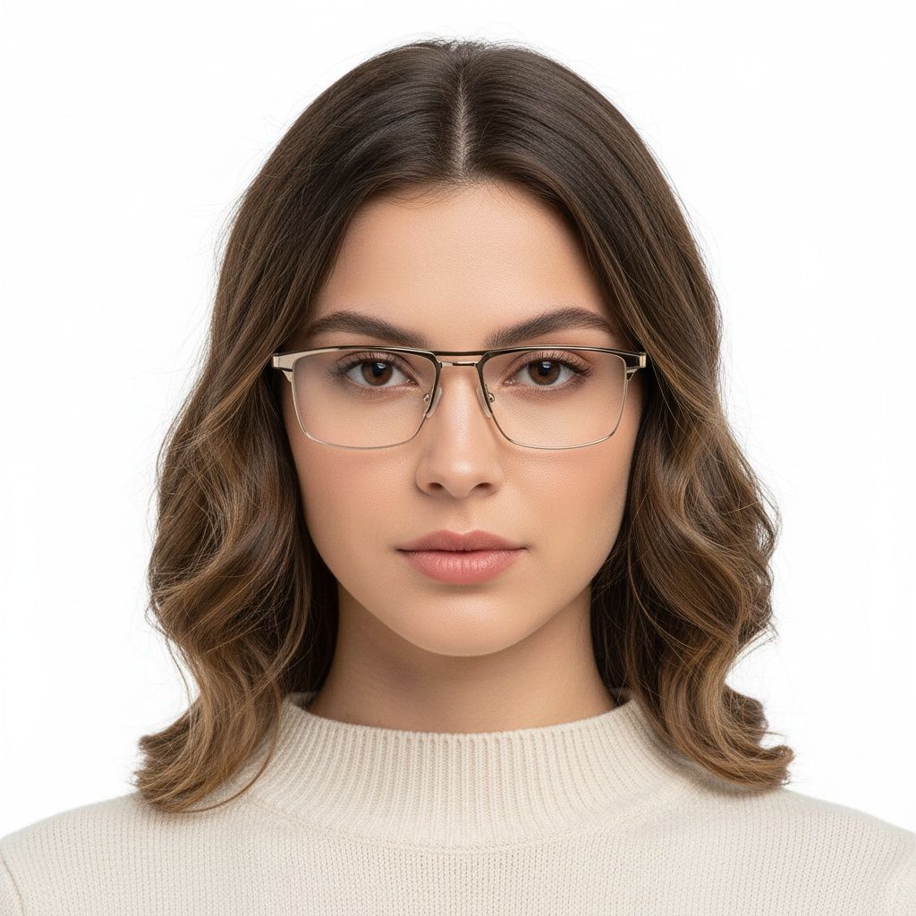 Rectangular Yellow Metal Glasses #BS2425-0335