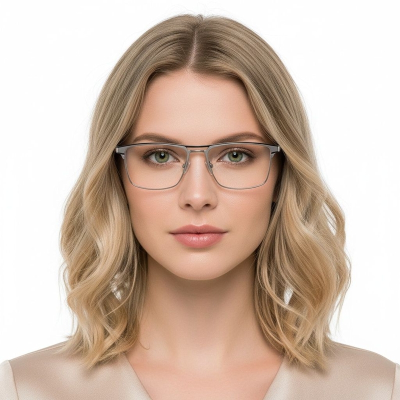 Rectangular Grey Metal Glasses #BS2425-0337