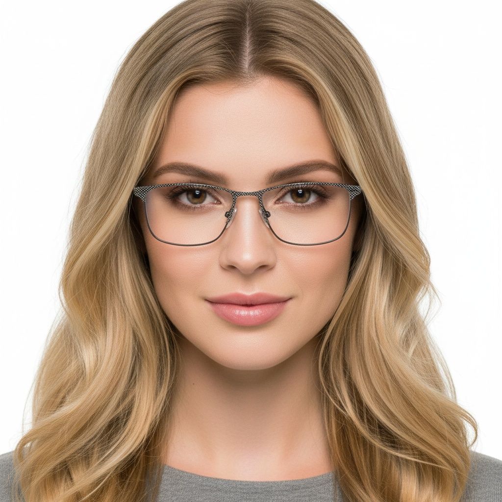 Rectangular Grey Metal Glasses #BS2425-0346