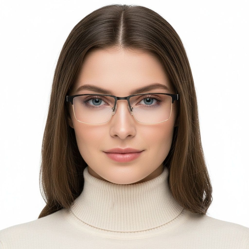 Rectangular Golden Metal Glasses #BS2425-0348