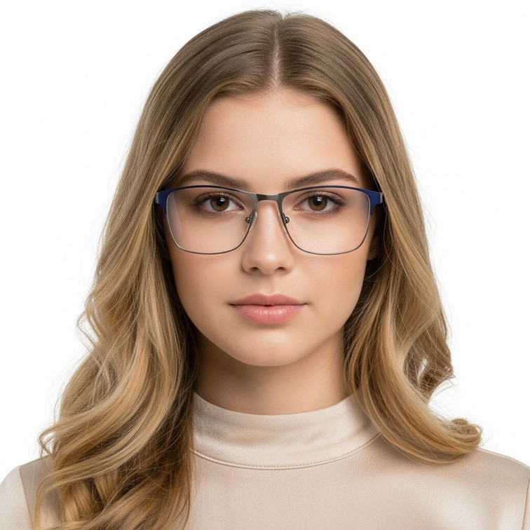 Gafas rectangulares de metal negro #BS2425-0369