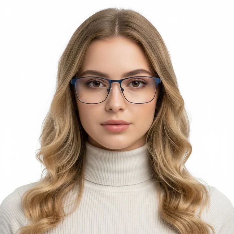 Rectangular Blue Metal Glasses #BS2425-0370