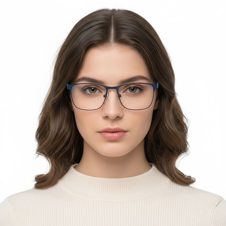 Rectangular Blue Metal Glasses #BS2425-0375