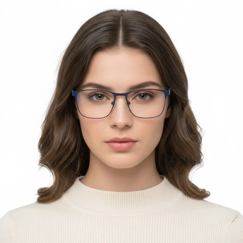 Rectangular Blue Metal Glasses #BS2425-0375