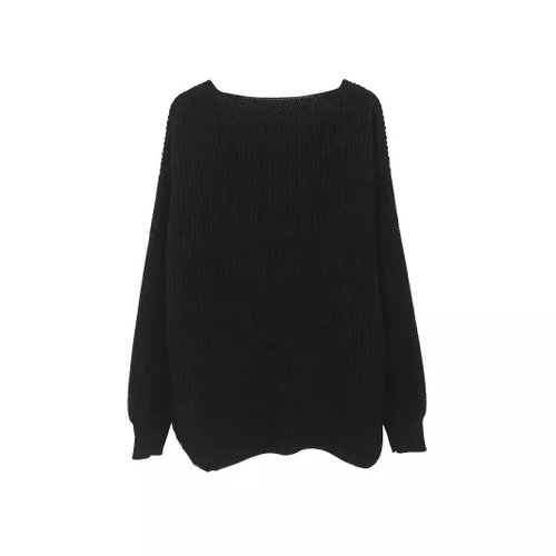 Suéter de punto grueso con cuello en V - Jersey informal de otoño-invierno SSU-00024