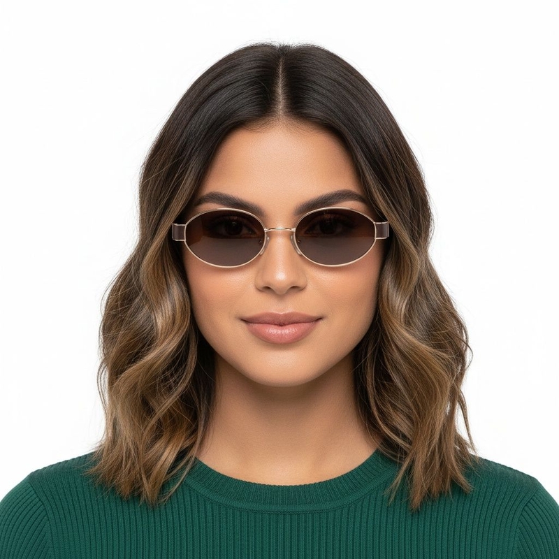 Oval Pink Metal Sunglasses #BS2503-0048