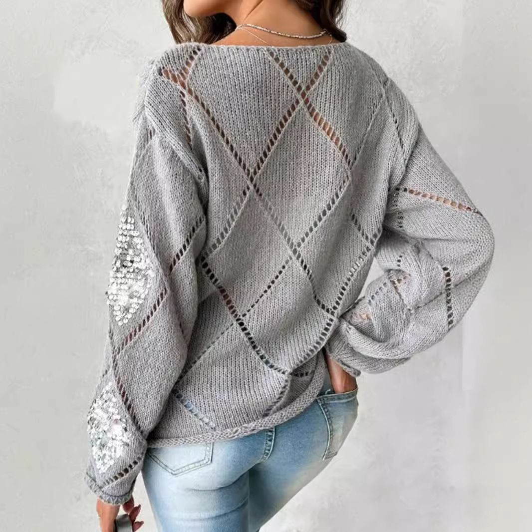 Women's Knit Sweater Long Sleeve Crewneck Pullover Top SSU-00117