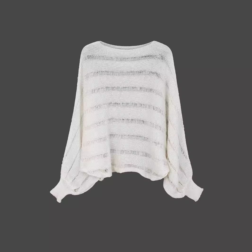 Top a righe in maglia, monospalla, maniche lunghe, primavera/estate SSU-00044