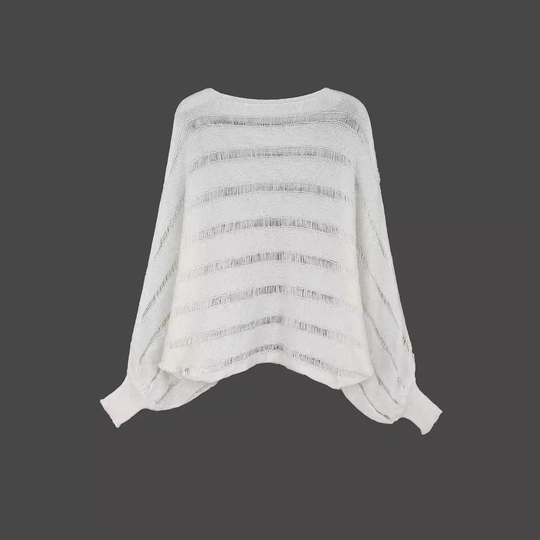 Top a righe in maglia, monospalla, maniche lunghe, primavera/estate SSU-00044