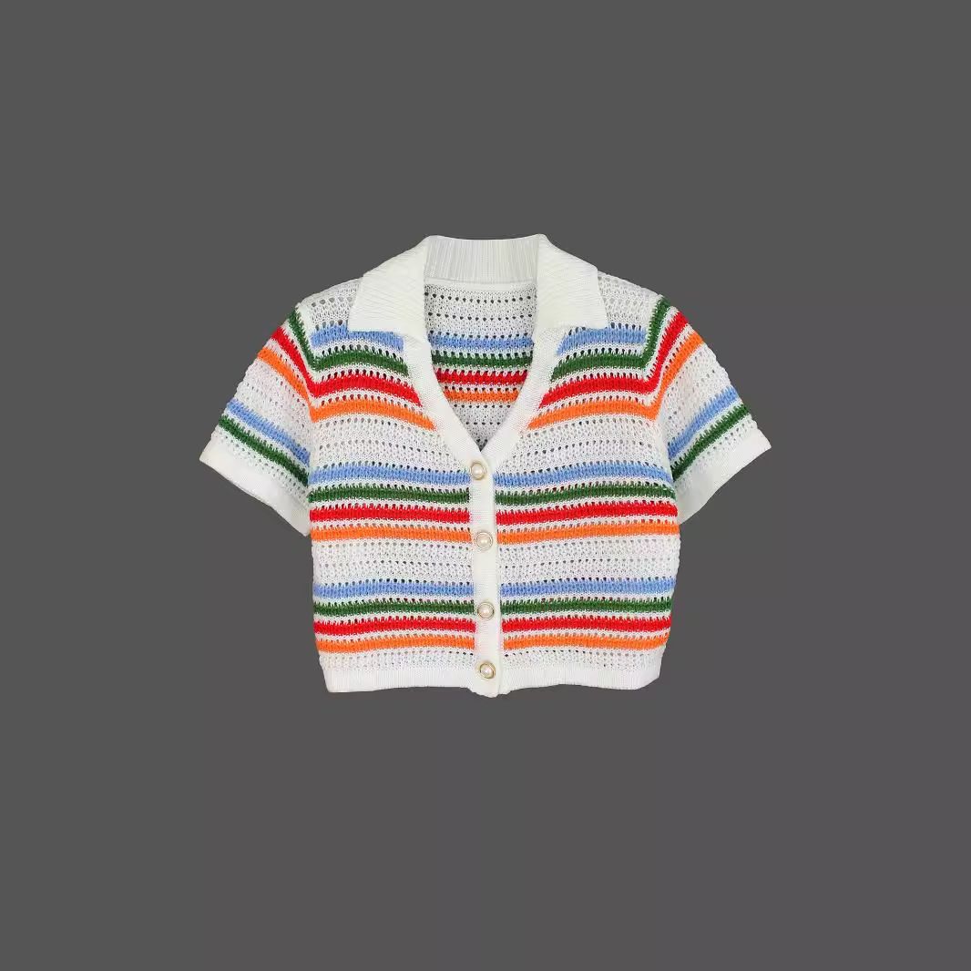 Striped Knit Short Sleeve Top + Shorts Set - Spring Summer SSU-00035