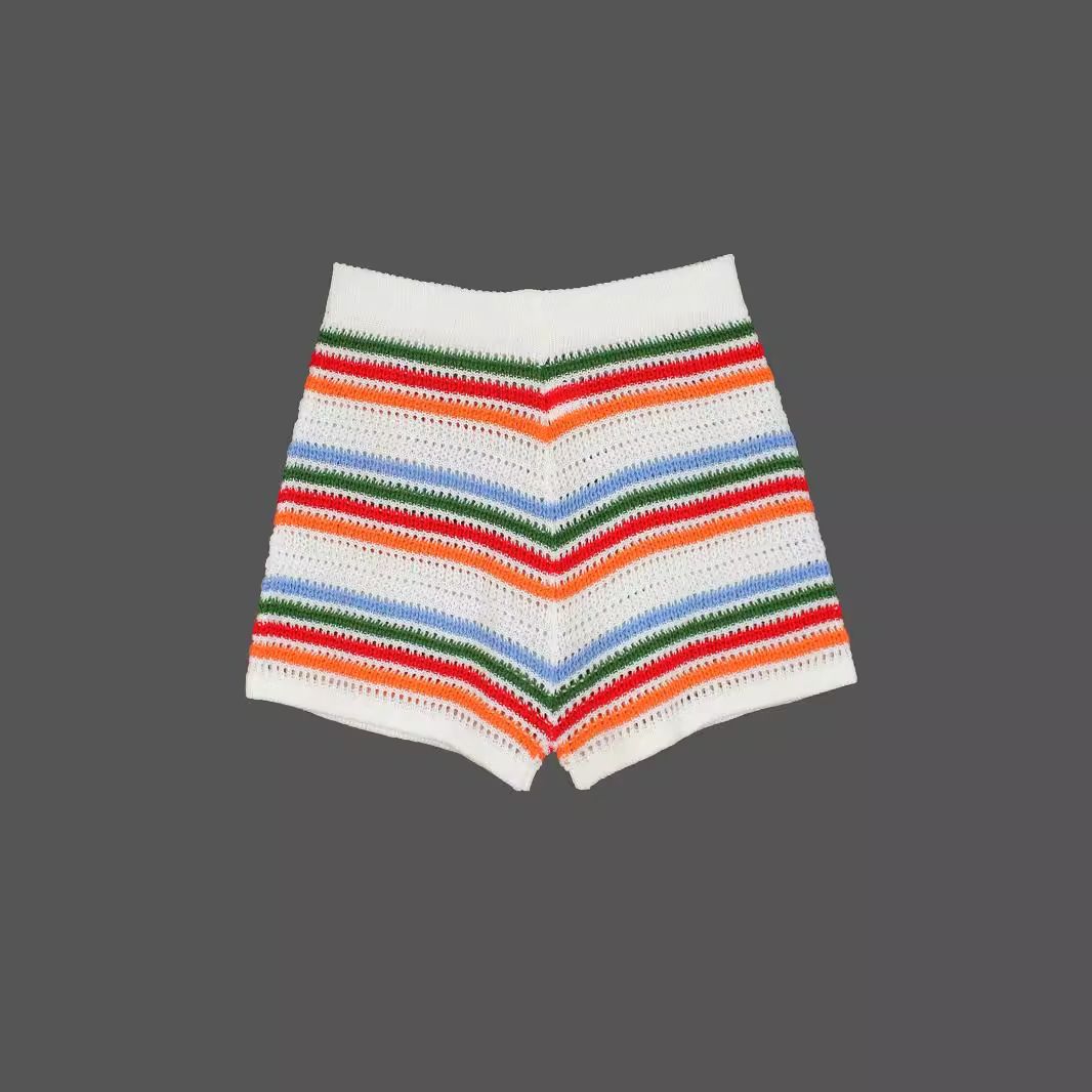 Striped Knit Short Sleeve Top + Shorts Set - Spring Summer SSU-00035