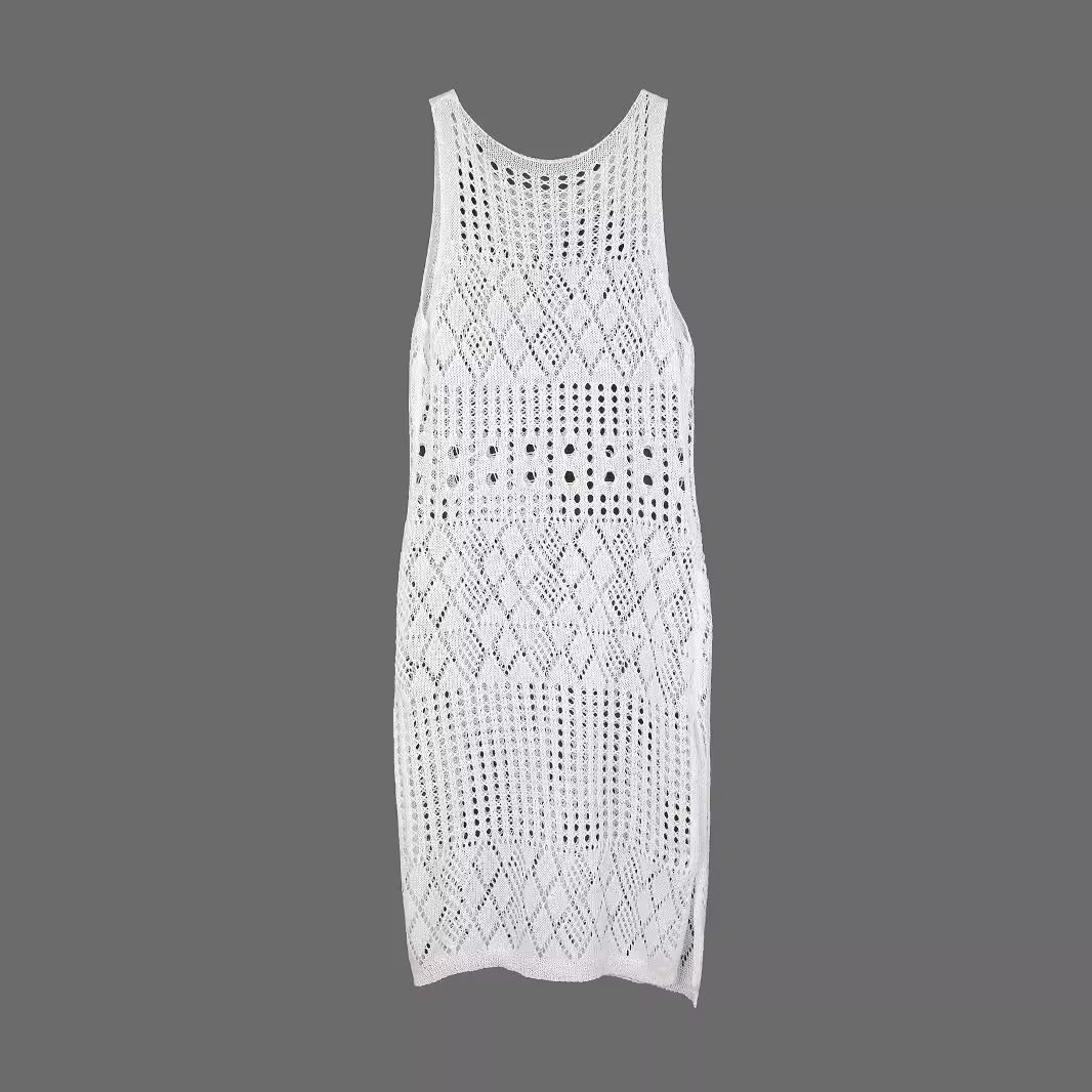 Knitted Sleeveless Split Maxi Dress - Beach Vacation