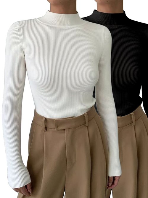 Zweiteiliges Strickpullover-Set – Stehkragen, Herbst/Frühling SSU-00013