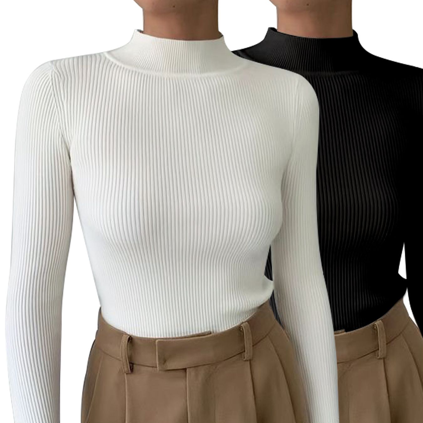 Knit Sweater Two-Piece Set - High Neck Fall Spring SSU-00013