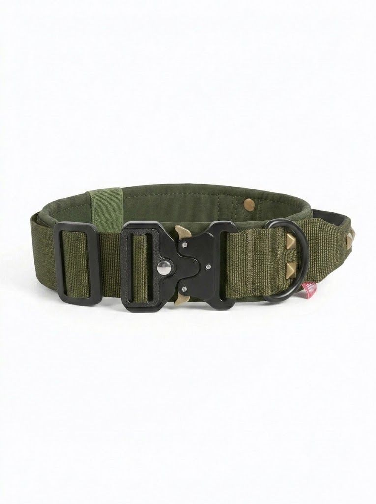 Tactical Dog Collar with Cobra Buckle & Studs - Heavy Duty