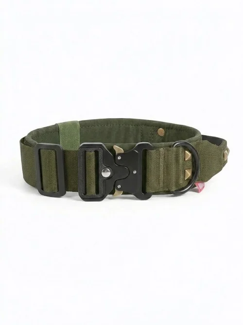 Tactical Dog Collar with Cobra Buckle & Studs - Heavy Duty