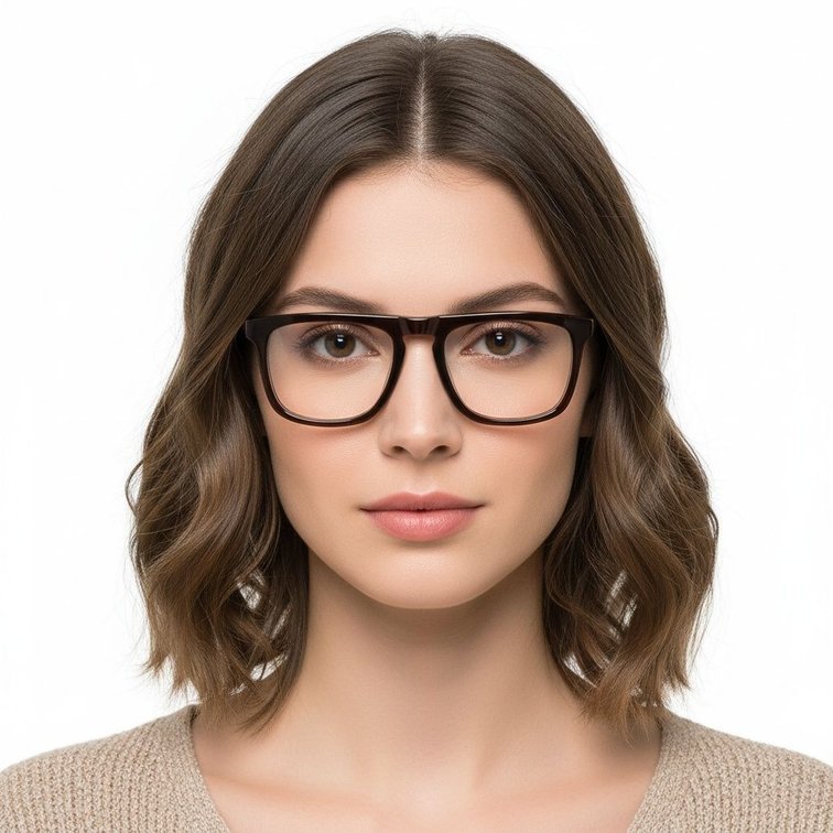 Lunettes rectangulaires en acétate brun #BS0420-0118