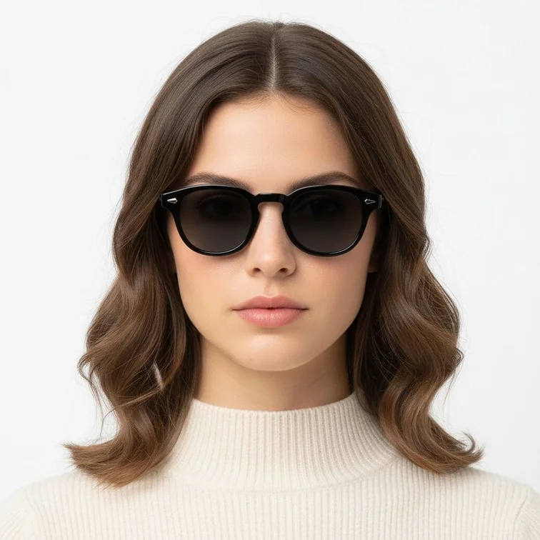 Oval Black Plastic Sunglasses #BS2503-0091