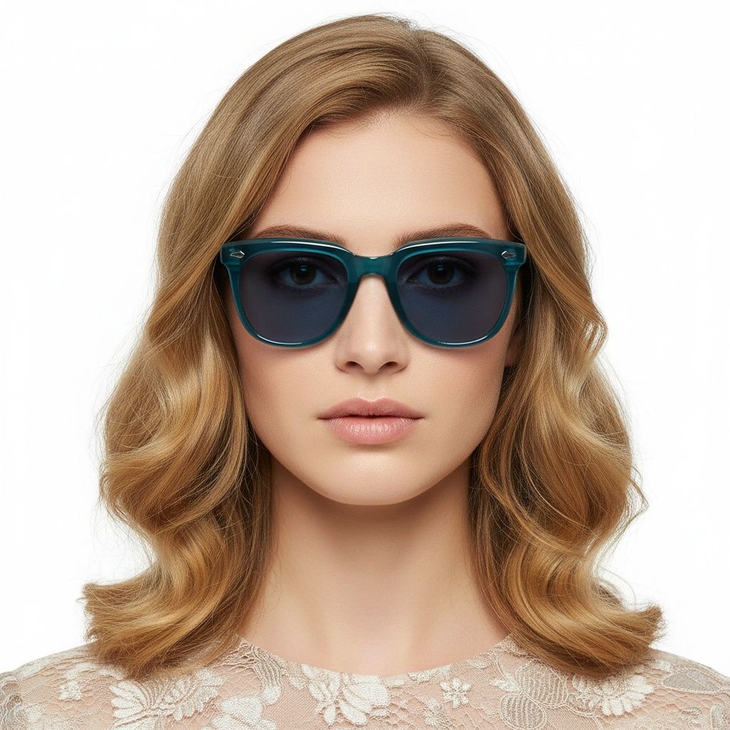 Rectangular Blue Plastic Sunglasses #BS2503-0111