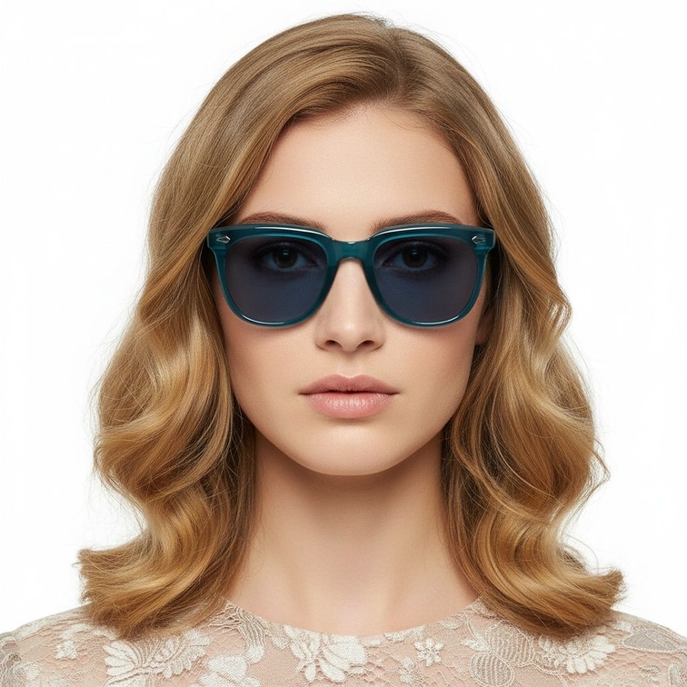 Rectangular Blue Plastic Sunglasses #BS2503-0111