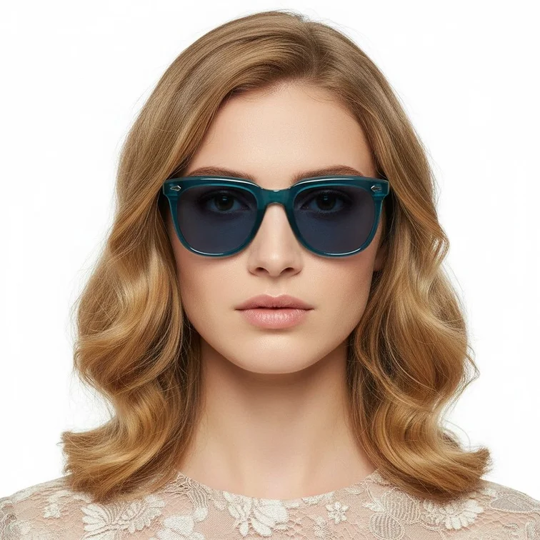 Rechteckige blaue Kunststoff-Sonnenbrille #BS2503-0111