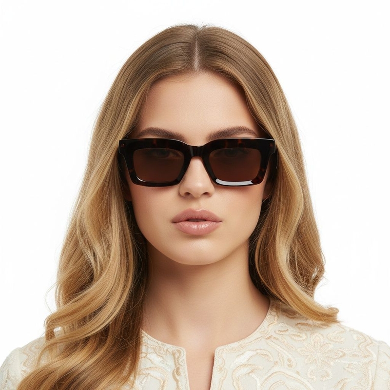Rectangular Tortoiseshell Acetate Sunglasses #BS2607-0054