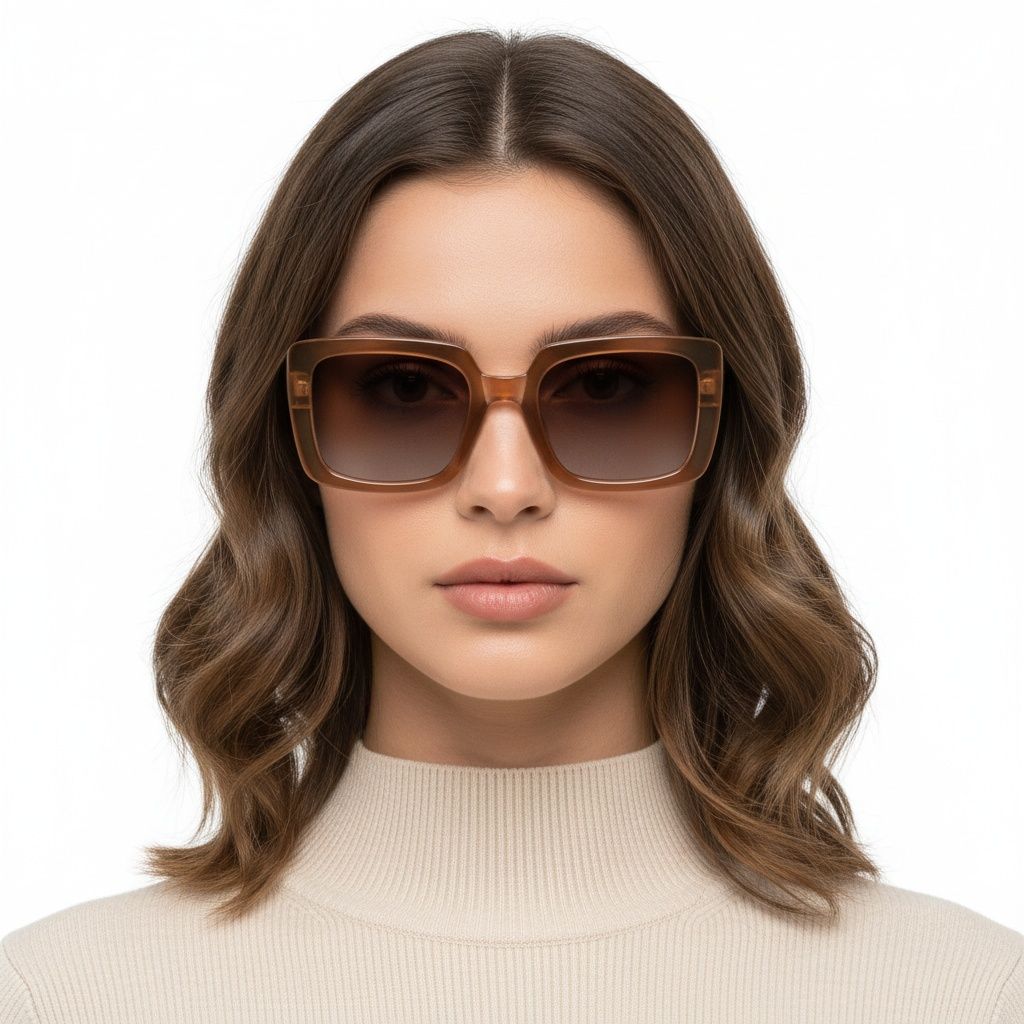 Rectangular Brown Acetate Sunglasses #BS2607-0064