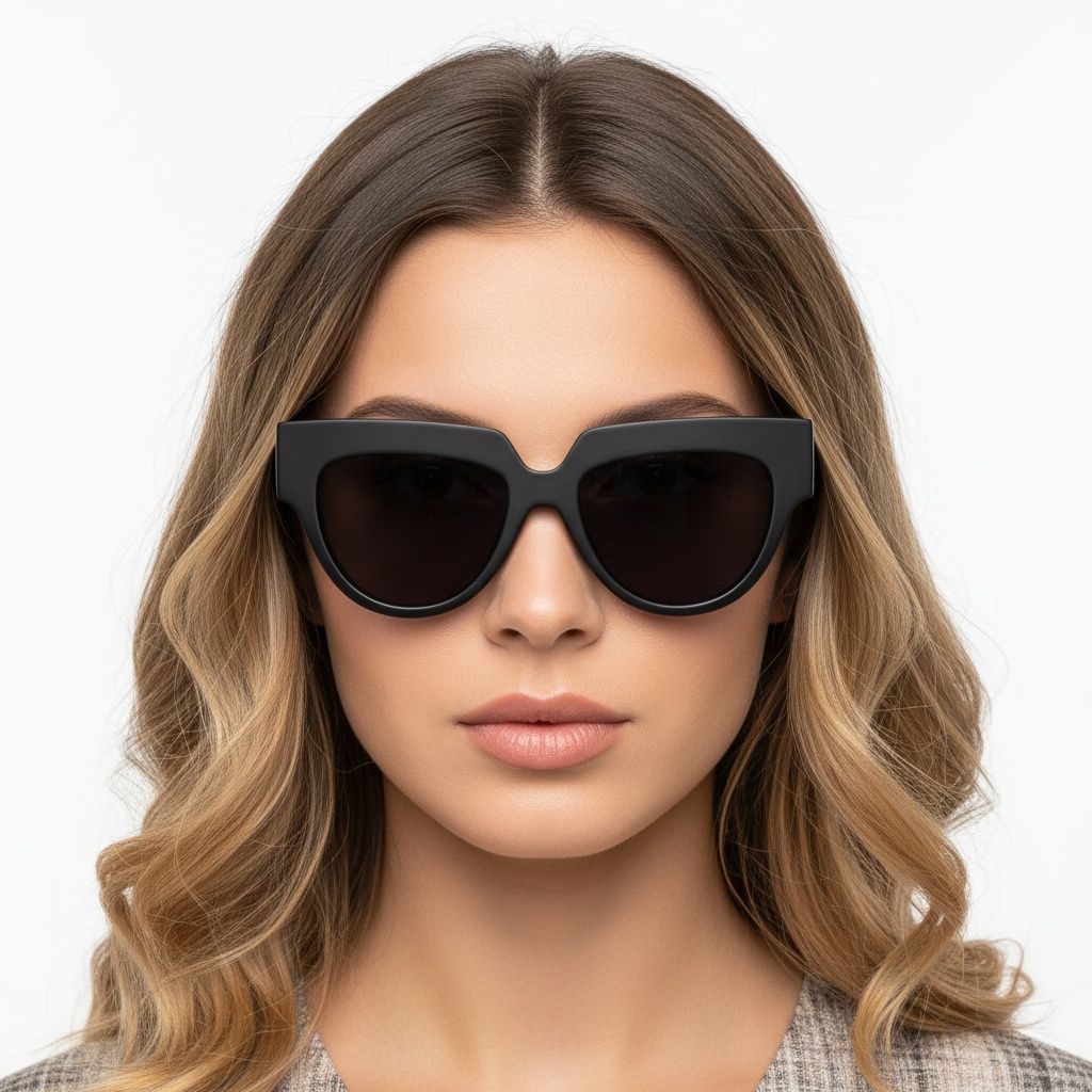 Schmetterlings-Sonnenbrille aus schwarzem Acetat #BS2607-0083