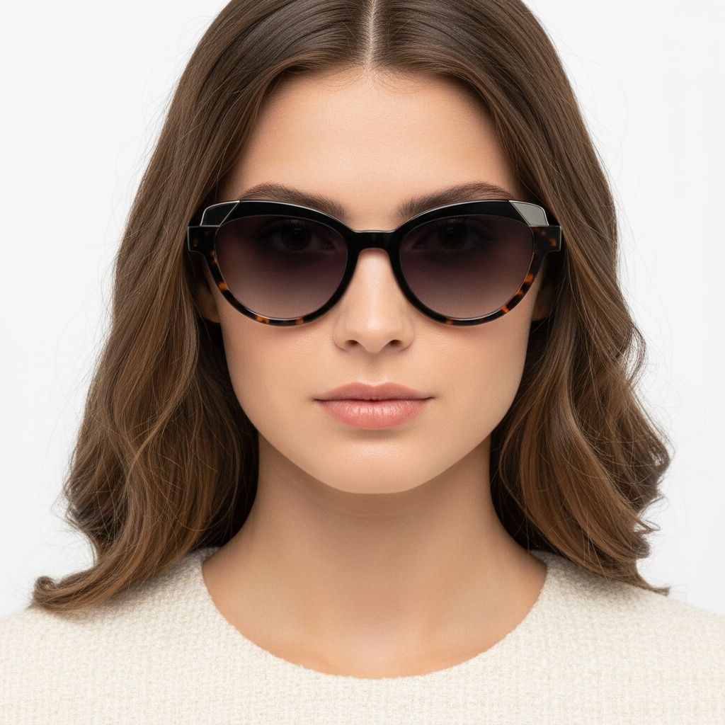 Schmetterlings-Sonnenbrille aus schwarzem Acetat #BS2607-0087