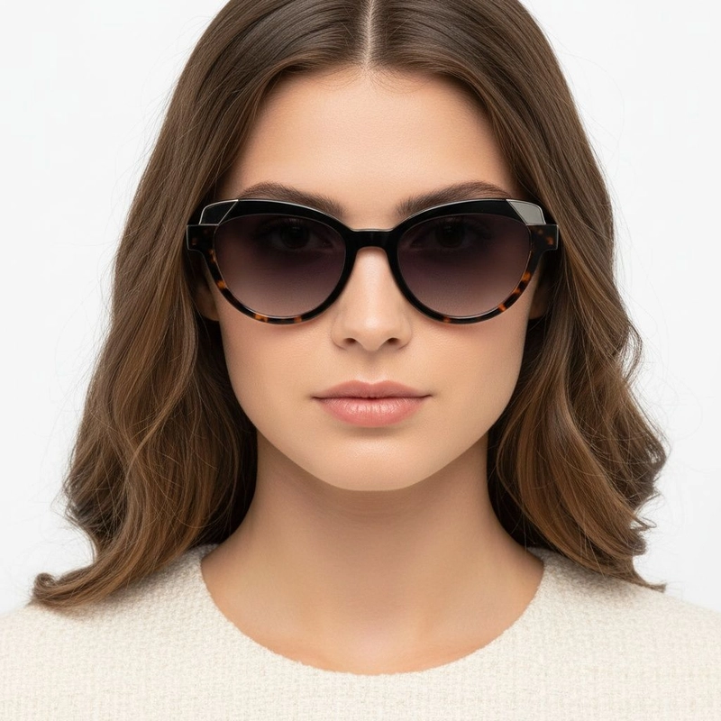 Schmetterlings-Sonnenbrille aus schwarzem Acetat #BS2607-0087