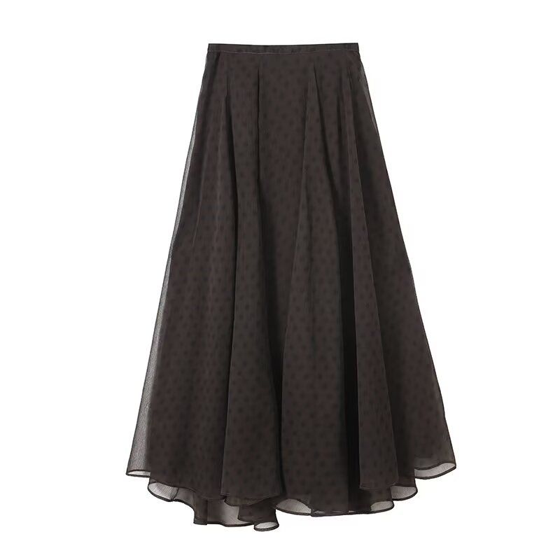 Midi Skirt Polka Dot High Waist Asymmetric KUN-00027