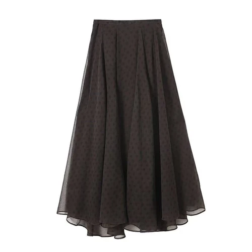 Midi Skirt Polka Dot High Waist Asymmetric KUN-00027