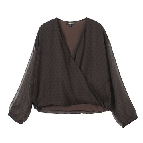 Women's Polka Dot V-Neck Blouse - Chic French Style KUN-00098