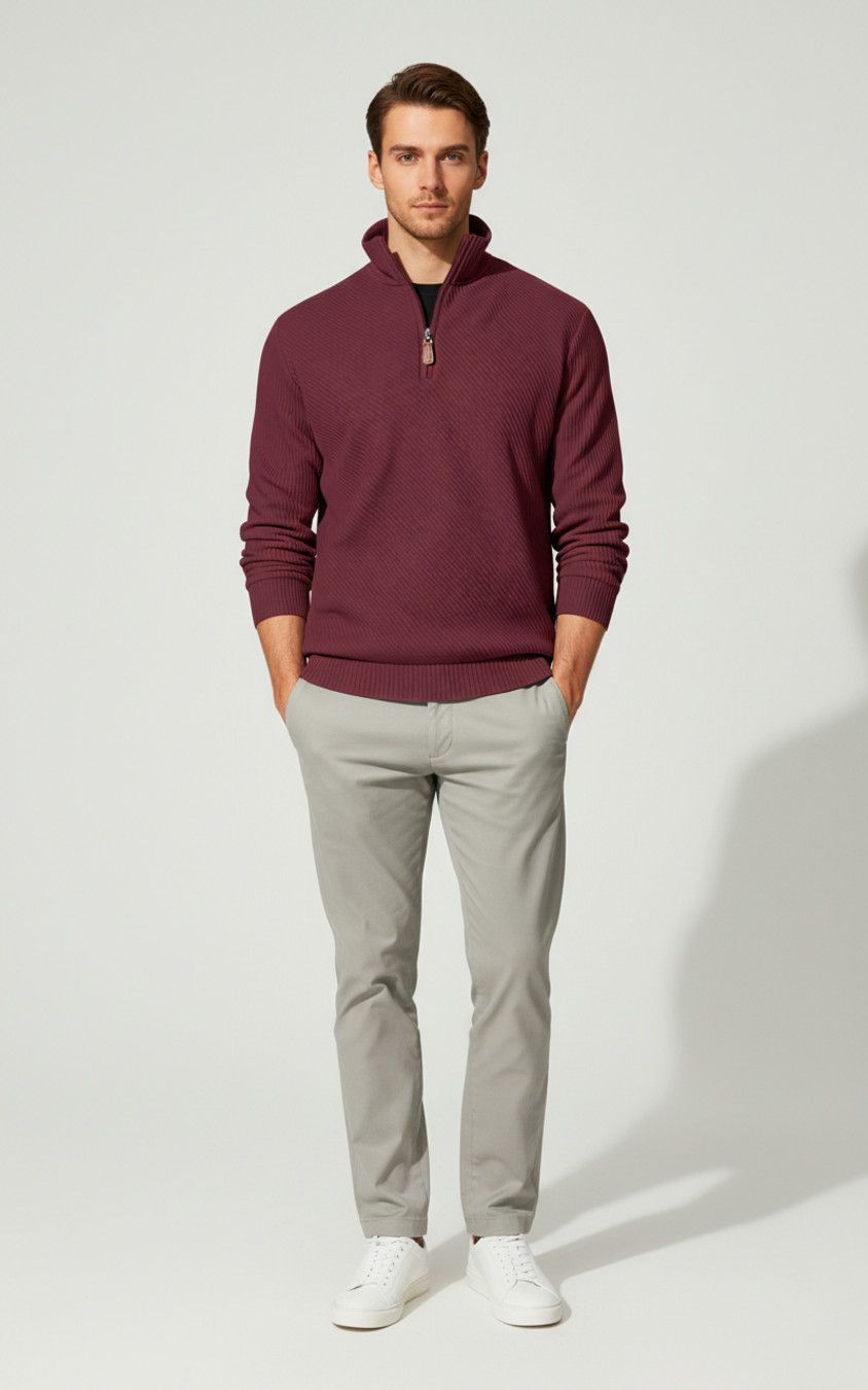 Men's Twill Jacquard Pullover Sweatshirt Long Sleeve Casual Sport NDF-00044