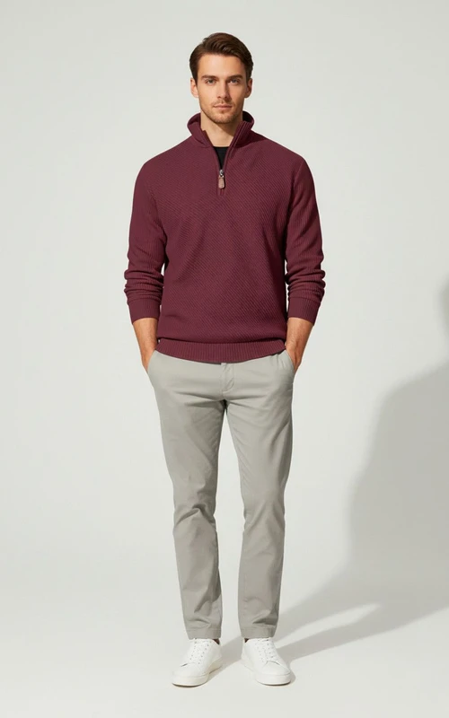 Men's Twill Jacquard Pullover Sweatshirt Long Sleeve Casual Sport NDF-00044