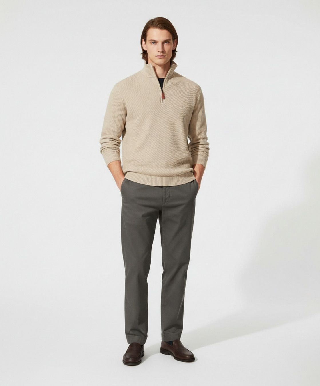 Men's Twill Jacquard Pullover Sweatshirt Long Sleeve Casual Sport NDF-00044