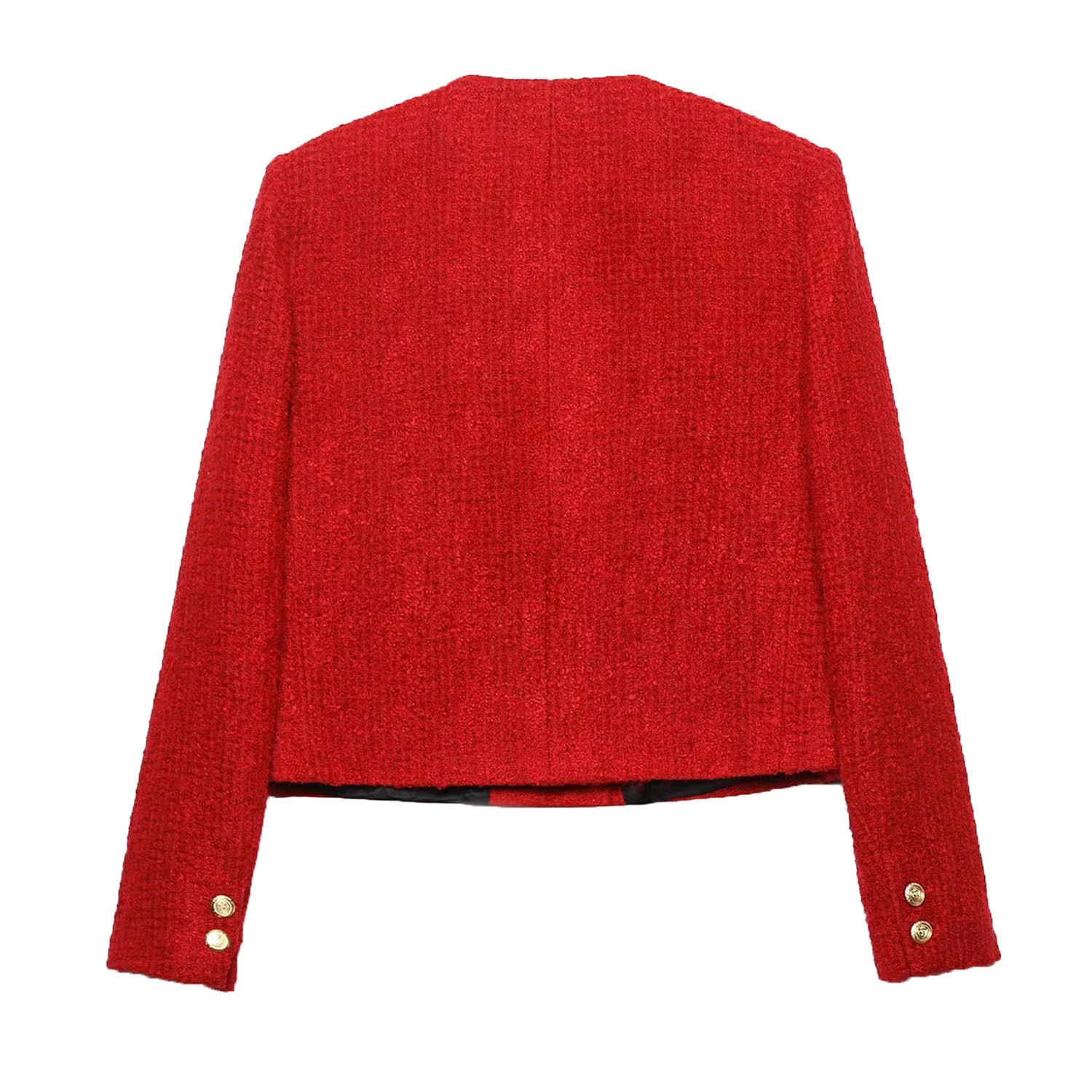 Women's Textured Double-Breasted Blazer - Casual Chic KUN-00058