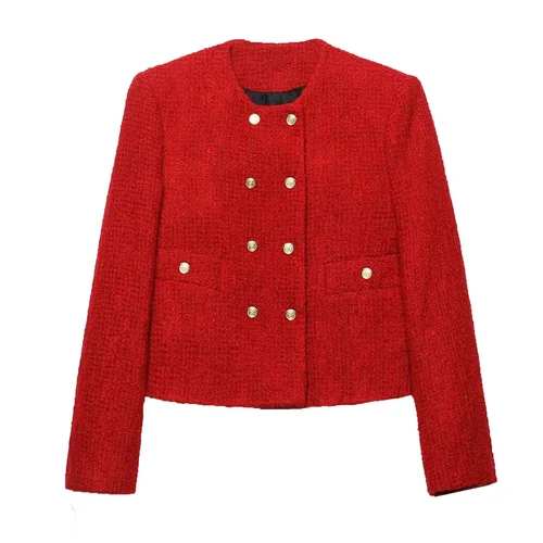 Blazer cruzado texturizado para mujer - Casual Chic KUN-00058