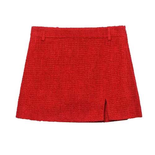 Women's Textured Midi Skirt - Slit Design KUN-00015